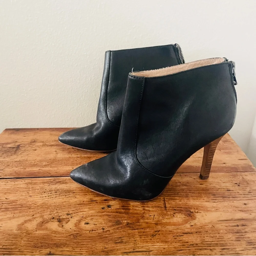 Madewell Jules Black Leather High Heel Booties